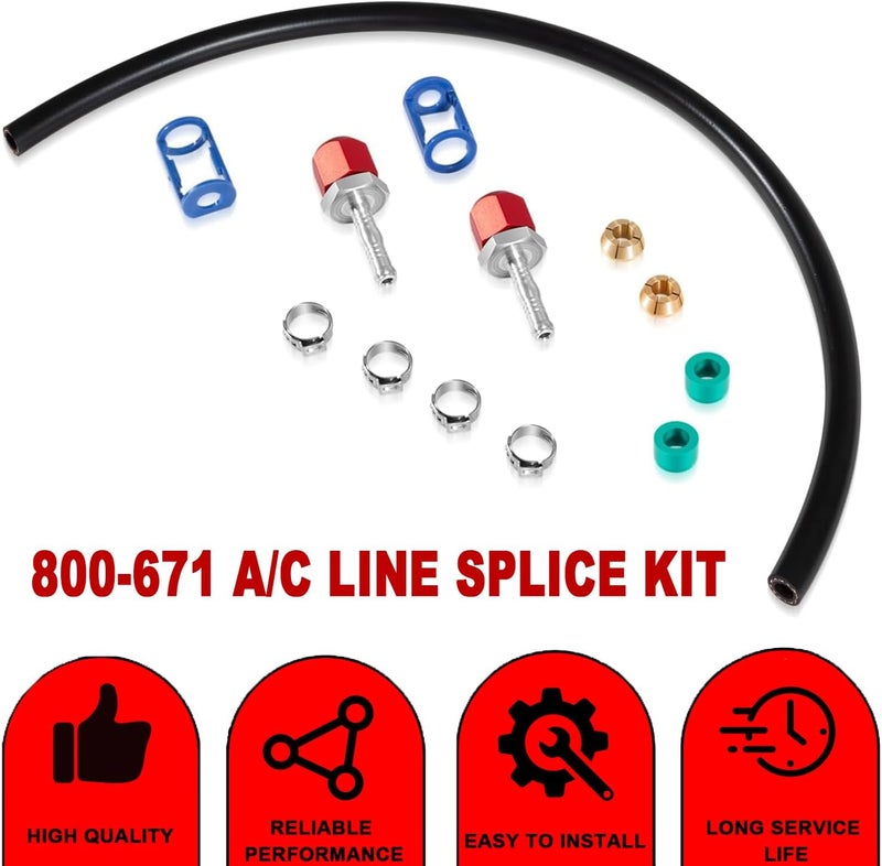 mooncar 800-671 A/C Line Splice Kit With No.6 Hose For 3/8'' Hose to Hard Lines Repair,A/C Air Conditioning Repair Splice Connector Kit - Image 4